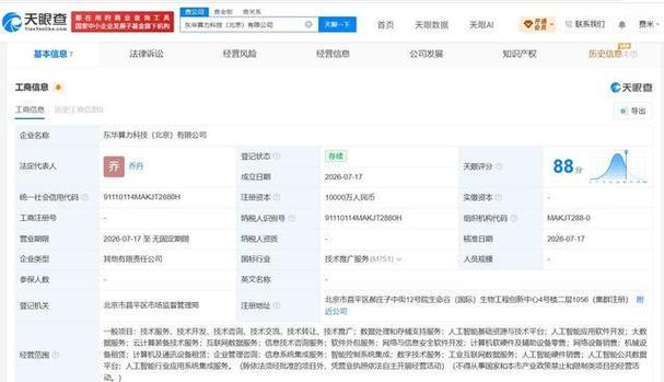 东华软件在北京成立算力科技公司 注册资本1亿